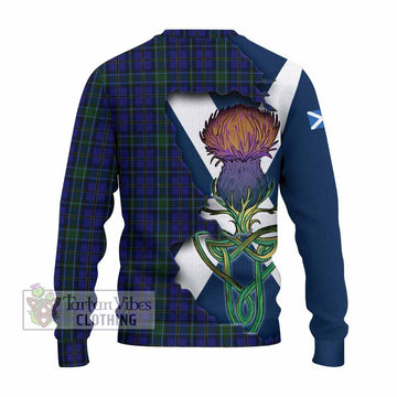 Tartan Vibes Clothing Weir Tartan Family Crest Knitted Sweater Scottish Thistle Celtic Inspired