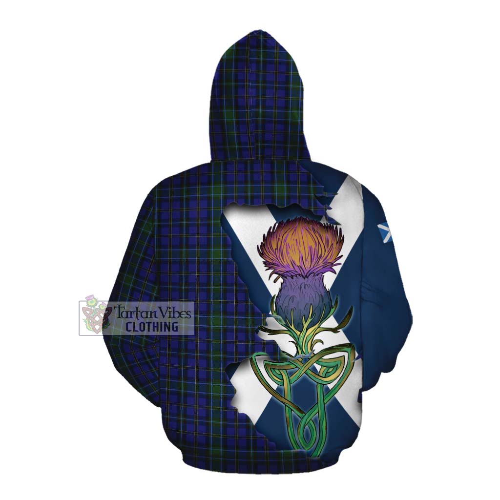 Tartan Vibes Clothing Weir Tartan Family Crest Cotton Hoodie Scottish Thistle Celtic Inspired
