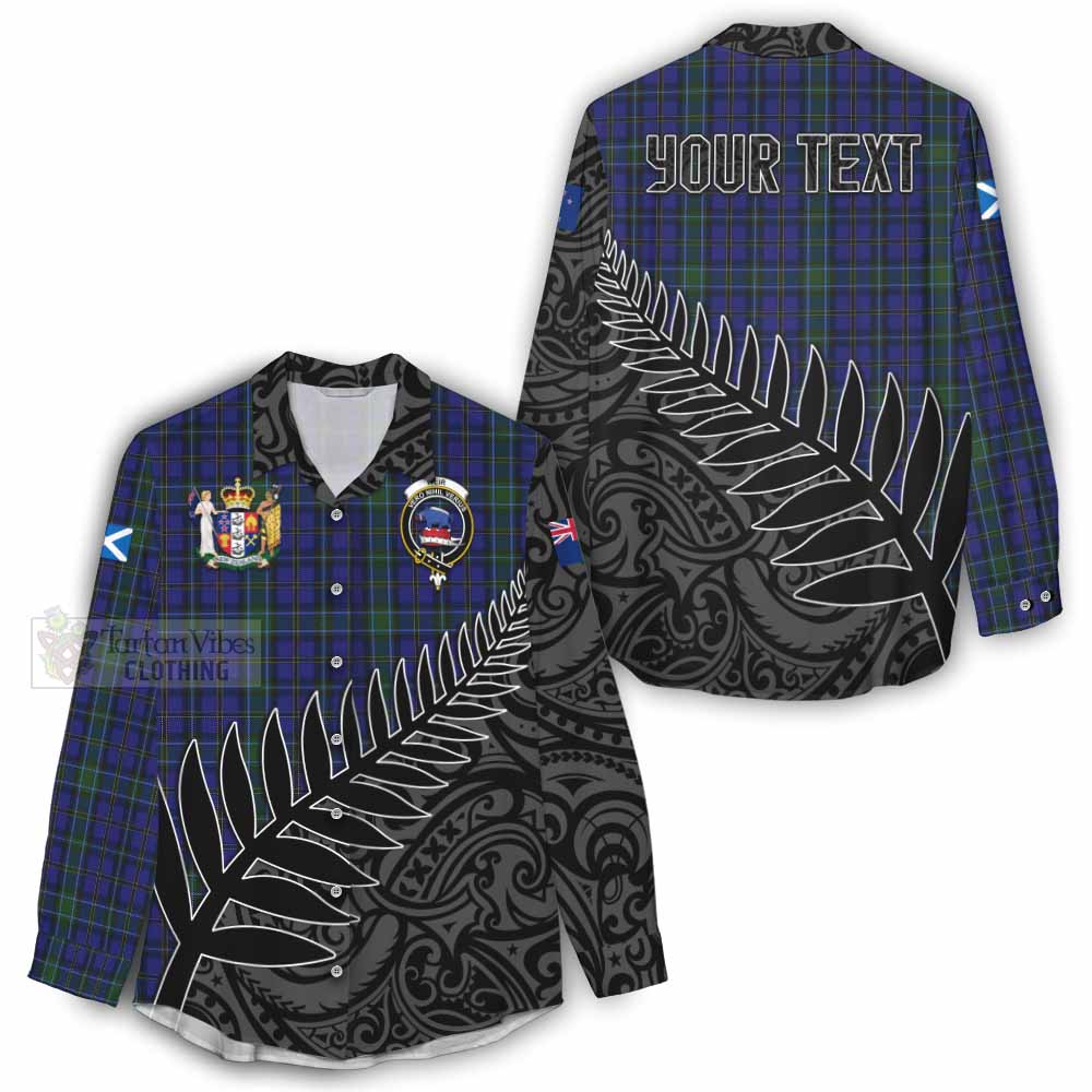 Tartan Vibes Clothing Weir Crest Tartan Women's Casual Shirt with New Zealand Silver Fern Half Style