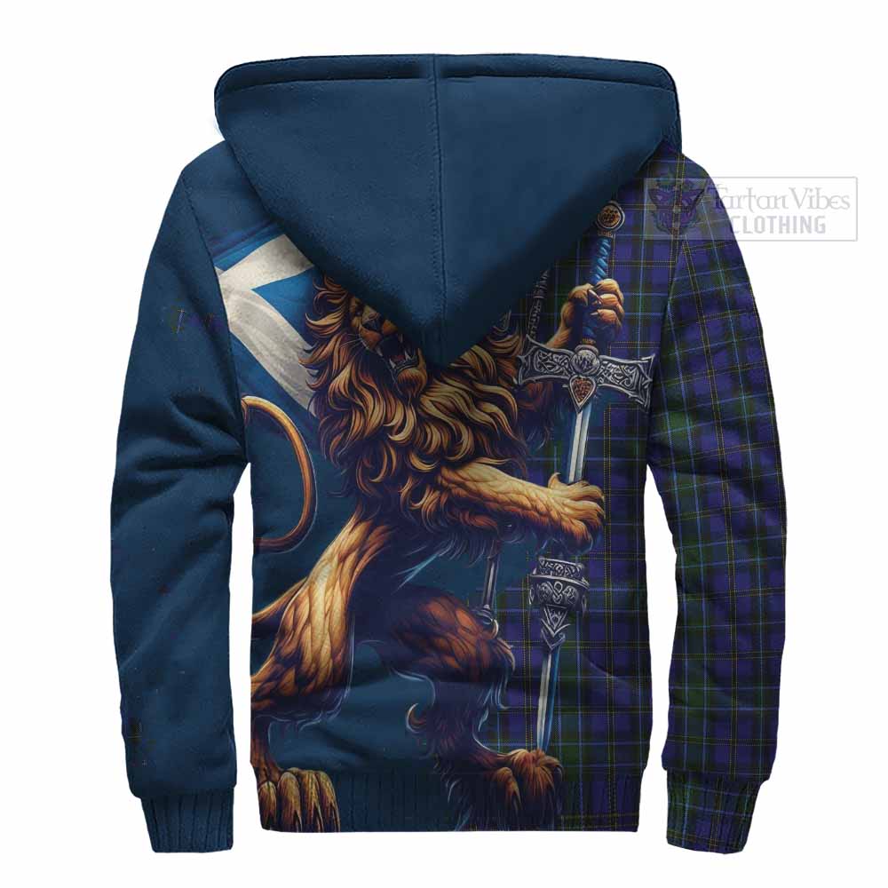 Tartan Vibes Clothing Weir Tartan Family Crest Sherpa Hoodie with Scottish Majestic Lion