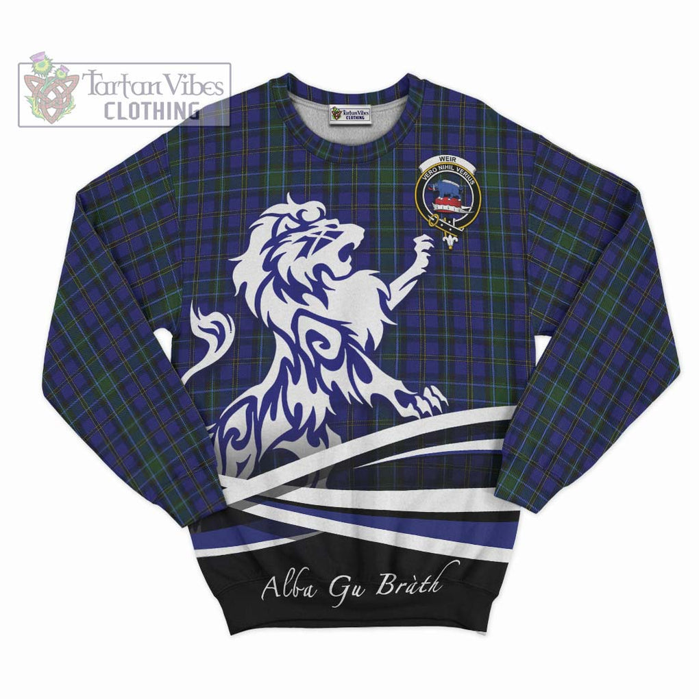 Weir Tartan Sweatshirt with Alba Gu Brath Regal Lion Emblem - Tartanvibesclothing Shop