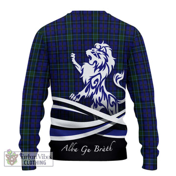 Weir Tartan Knitted Sweater with Alba Gu Brath Regal Lion Emblem - Tartanvibesclothing Shop