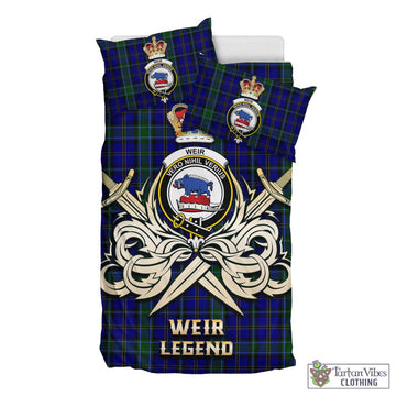 Weir Tartan Bedding Set with Clan Crest and the Golden Sword of Courageous Legacy