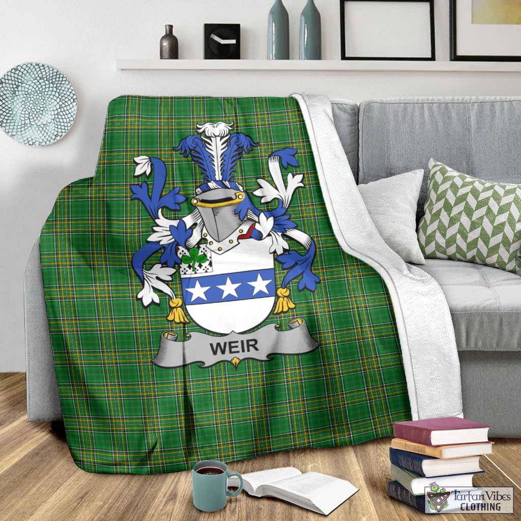 Tartan Vibes Clothing Weir Irish Clan Tartan Blanket with Coat of Arms