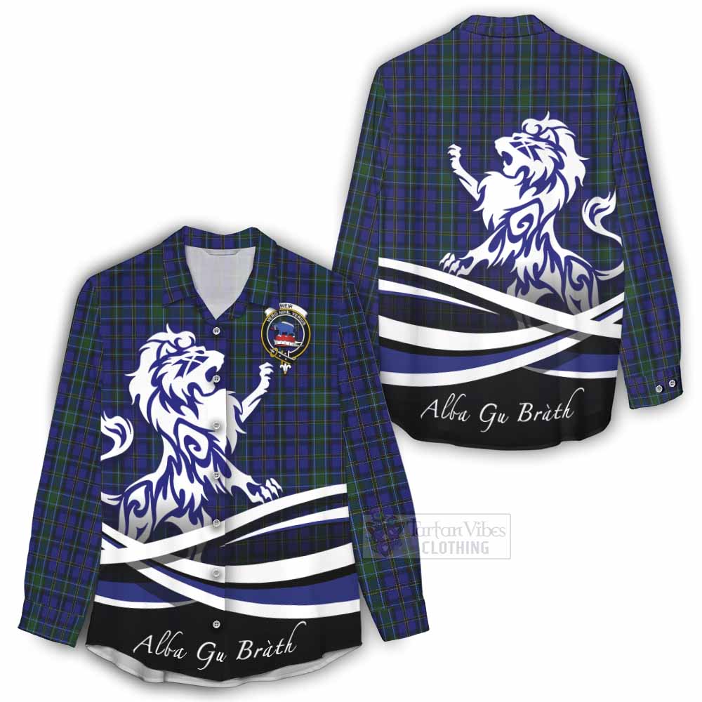 Tartan Vibes Clothing Weir Tartan Women's Casual Shirt with Alba Gu Brath Regal Lion Emblem