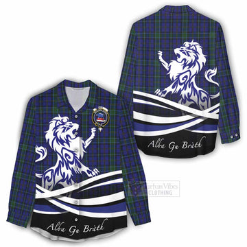 Tartan Vibes Clothing Weir Tartan Women's Casual Shirt with Alba Gu Brath Regal Lion Emblem