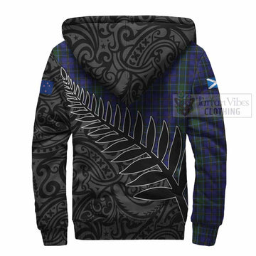 Weir Crest Tartan Sherpa Hoodie with New Zealand Silver Fern Half Style