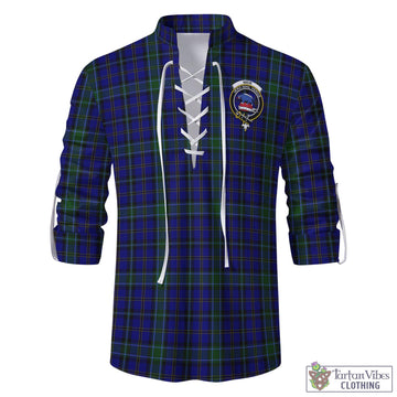 Weir Tartan Men's Scottish Traditional Jacobite Ghillie Kilt Shirt with Family Crest