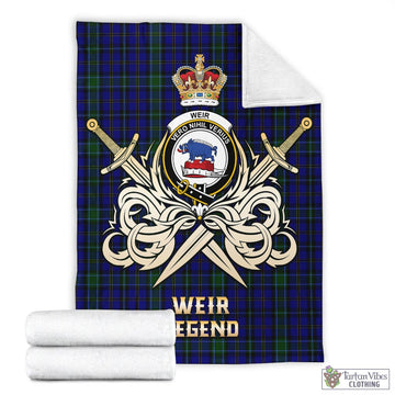 Tartan Vibes Clothing Weir Tartan Blanket with Clan Crest and the Golden Sword of Courageous Legacy
