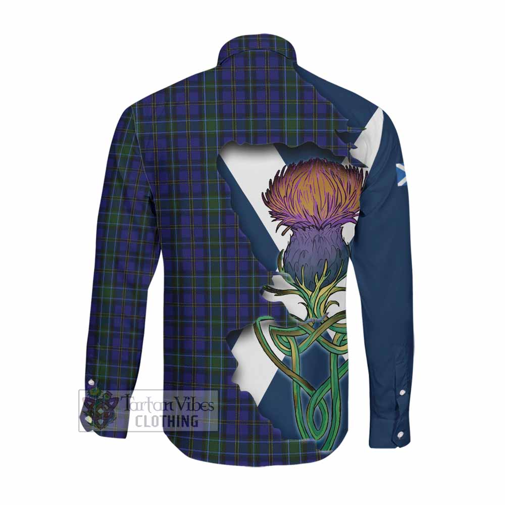 Tartan Vibes Clothing Weir Tartan Family Crest Long Sleeve Button Shirt Scottish Thistle Celtic Inspired
