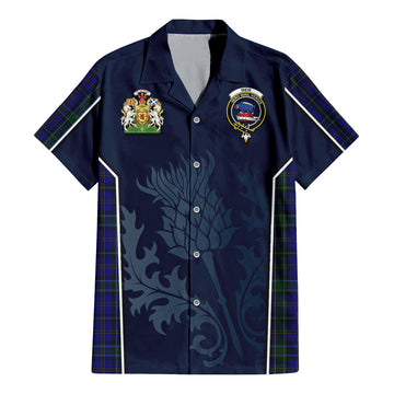 Tartan Vibes Clothing Weir Tartan Short Sleeve Button Up Shirt with Family Crest and Scottish Thistle Vibes Sport Style
