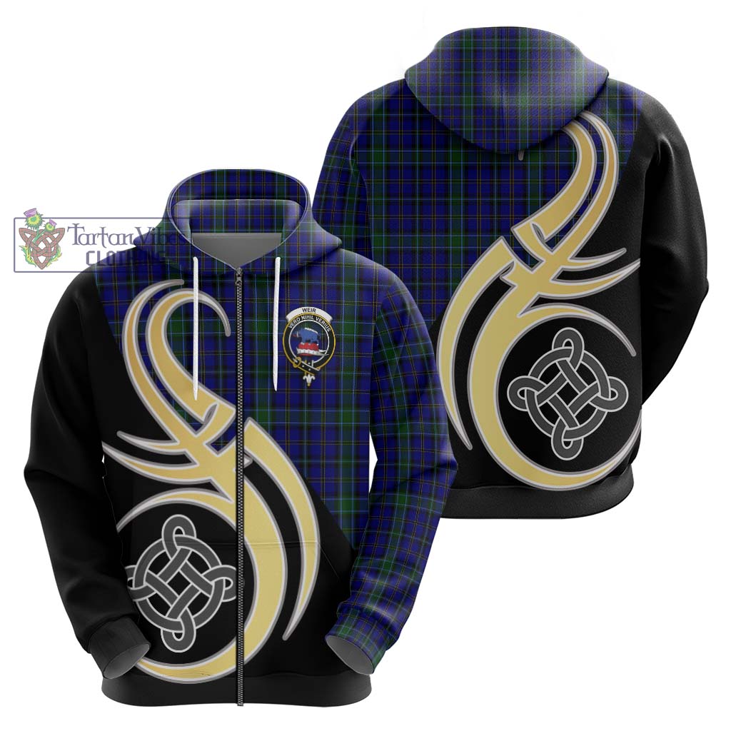 Weir Tartan Hoodie with Family Crest and Celtic Symbol Style - Tartan Vibes Clothing