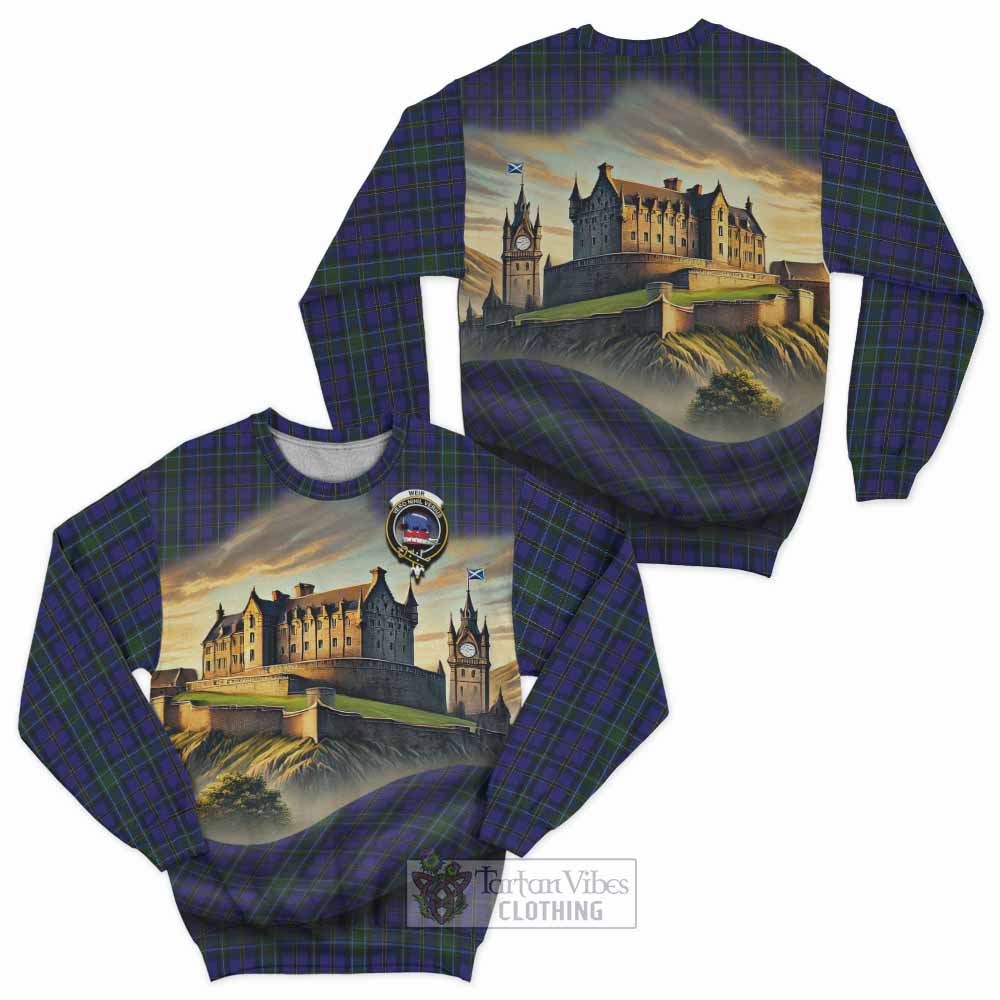 Tartan Vibes Clothing Weir Tartan Family Crest Sweatshirt with Scottish Ancient Castle Style