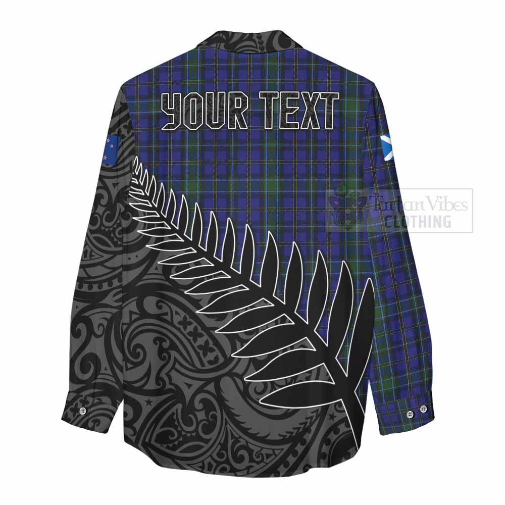 Tartan Vibes Clothing Weir Crest Tartan Women's Casual Shirt with New Zealand Silver Fern Half Style