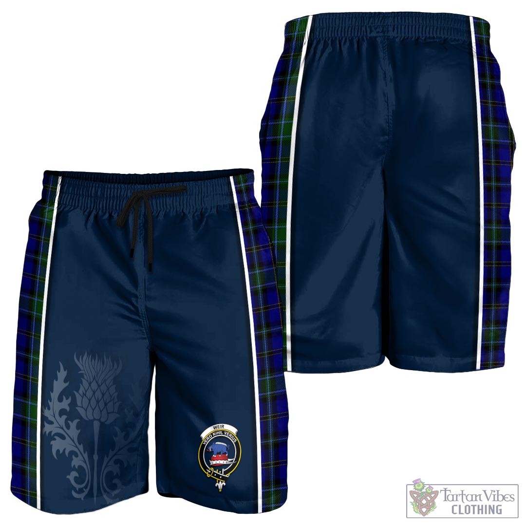 Tartan Vibes Clothing Weir Tartan Men's Shorts with Family Crest and Scottish Thistle Vibes Sport Style