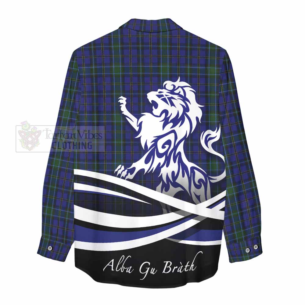 Tartan Vibes Clothing Weir Tartan Women's Casual Shirt with Alba Gu Brath Regal Lion Emblem