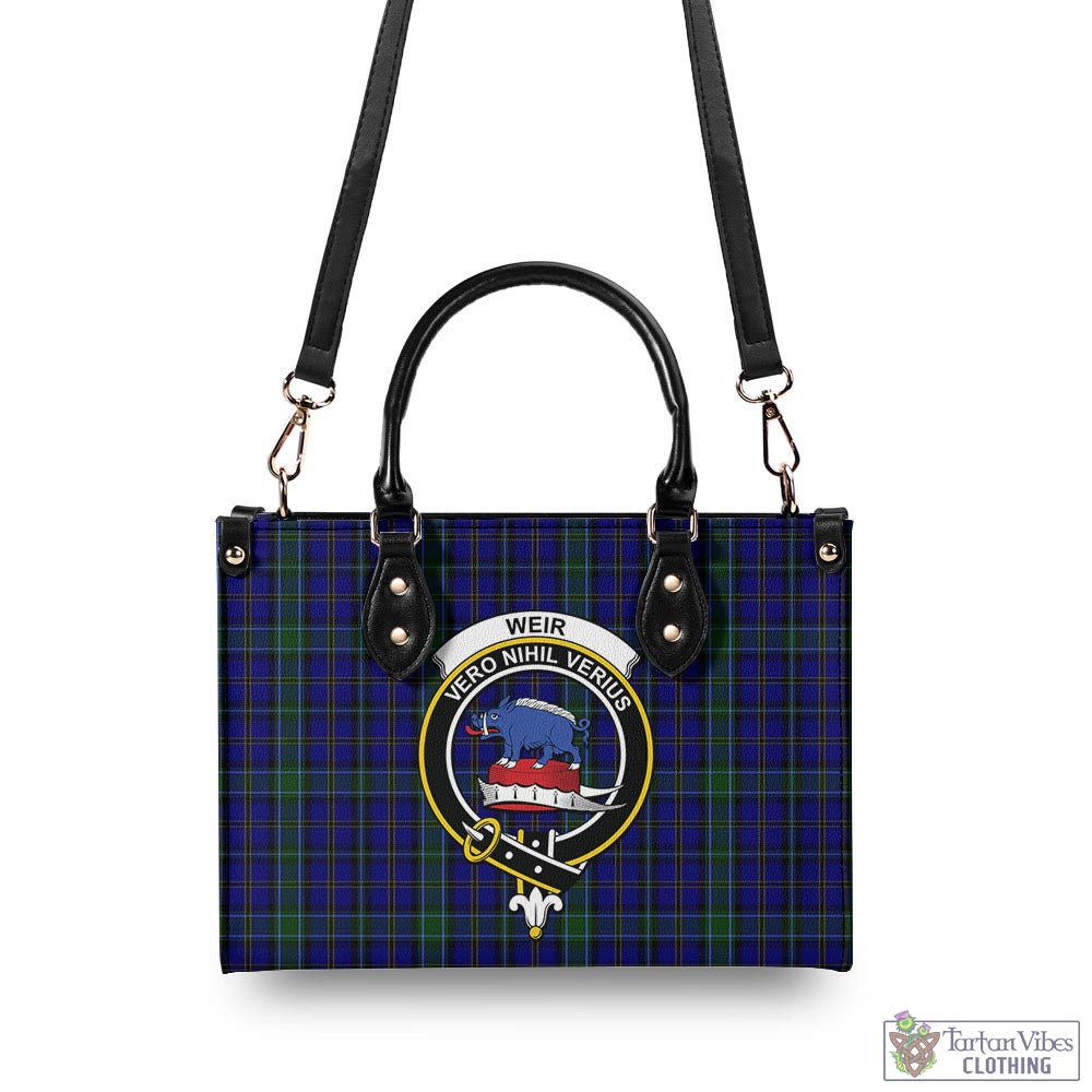Tartan Vibes Clothing Weir Tartan Luxury Leather Handbags with Family Crest