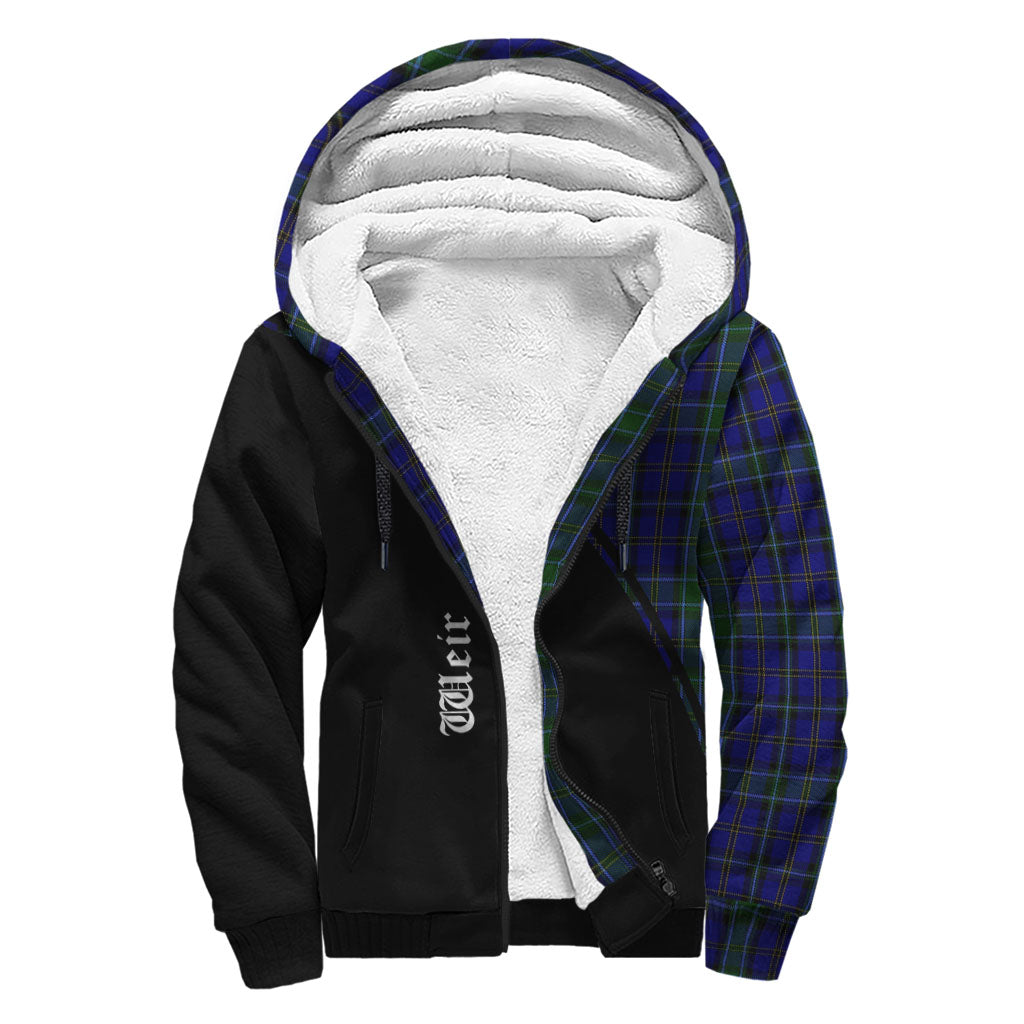 Weir Tartan Sherpa Hoodie with Family Crest Curve Style - Tartan Vibes Clothing