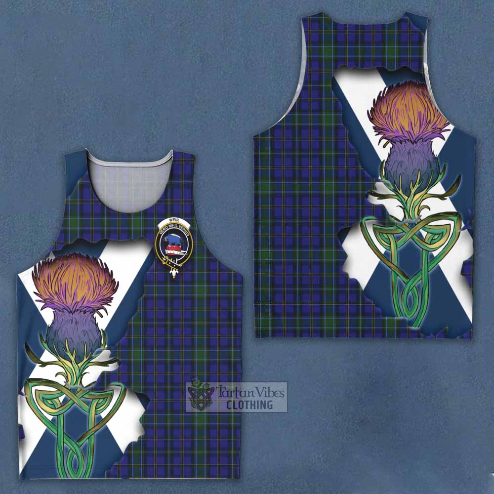 Tartan Vibes Clothing Weir Tartan Family Crest Men's Tank Top Scottish Thistle Celtic Inspired
