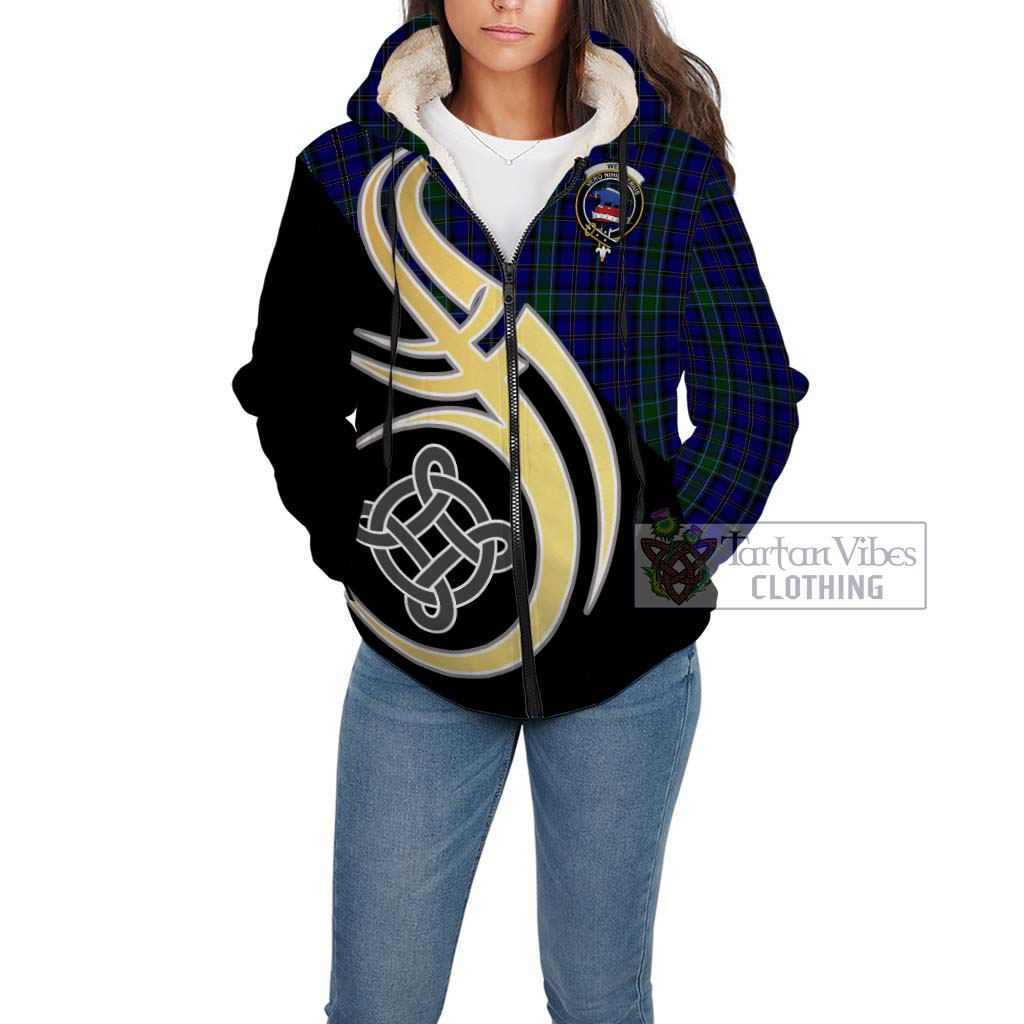 Weir Tartan Sherpa Hoodie with Family Crest and Celtic Symbol Style Unisex - Tartan Vibes Clothing