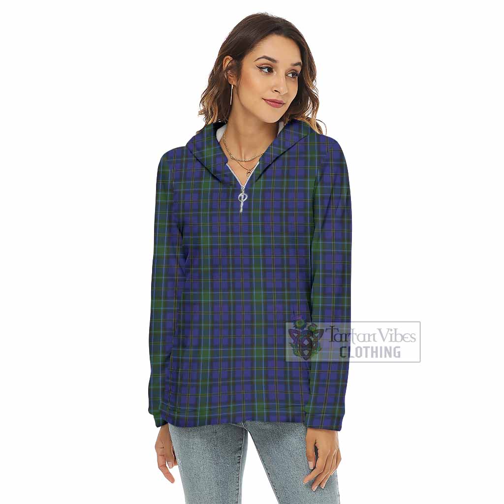 Tartan Vibes Clothing Weir Tartan Women's Borg  Half Zip Fleece Hoodie