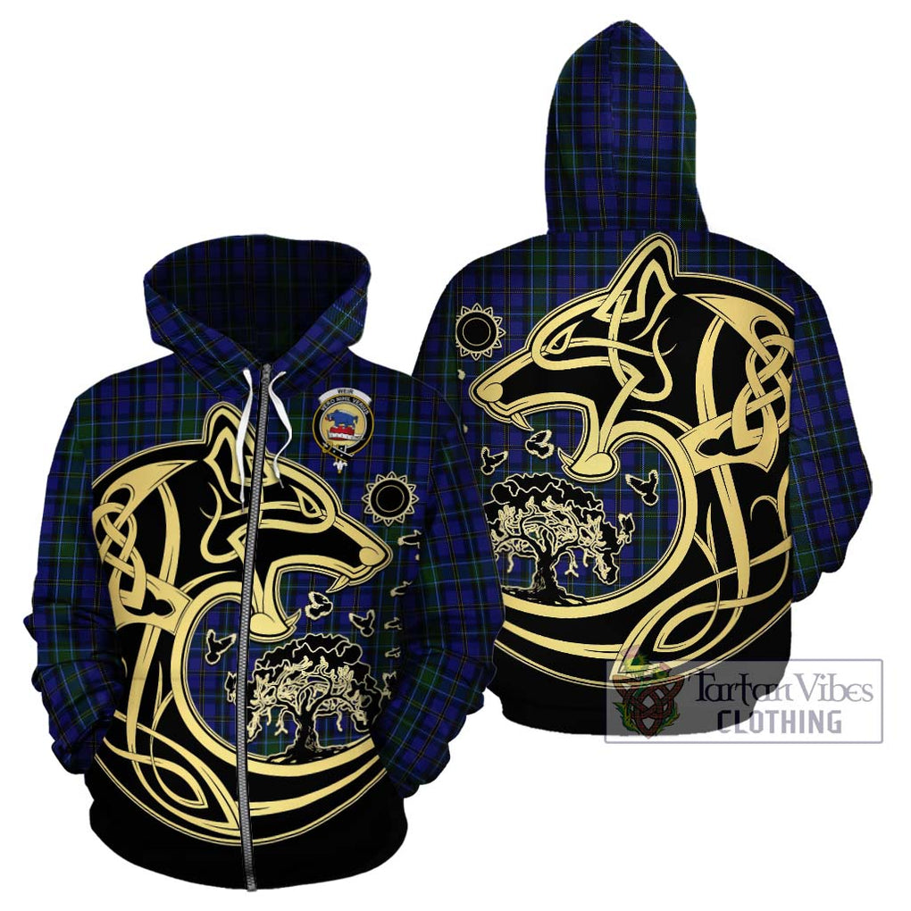 Weir Tartan Hoodie with Family Crest Celtic Wolf Style - Tartan Vibes Clothing