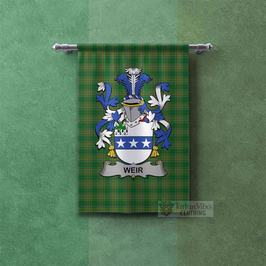 Tartan Vibes Clothing Weir Irish Clan Tartan Gonfalon, Tartan Banner with Coat of Arms