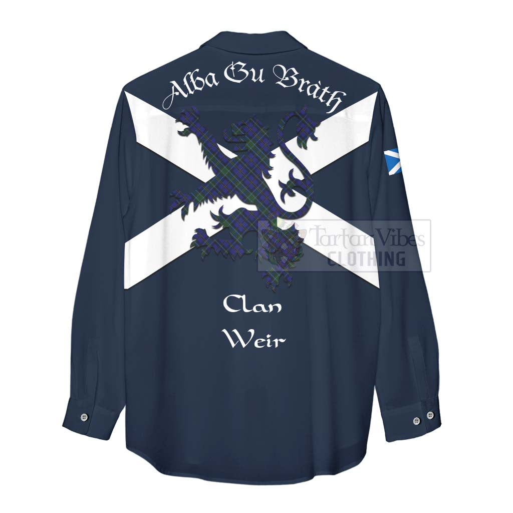 Tartan Vibes Clothing Weir Tartan Lion Rampant Women's Casual Shirt Proudly Display Your Heritage with Alba Gu Brath and Clan Name