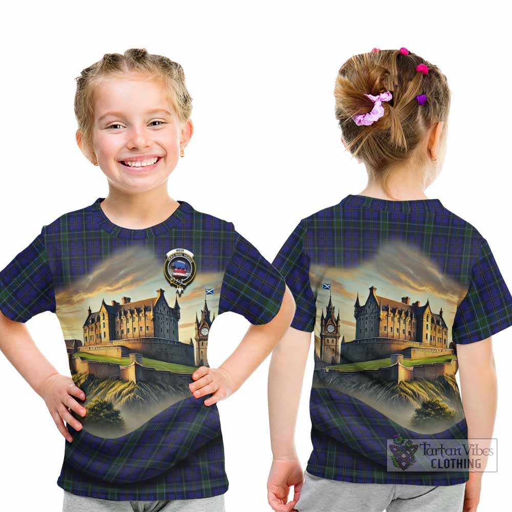 Tartan Vibes Clothing Weir Tartan Family Crest Kid T-Shirt with Scottish Ancient Castle Style