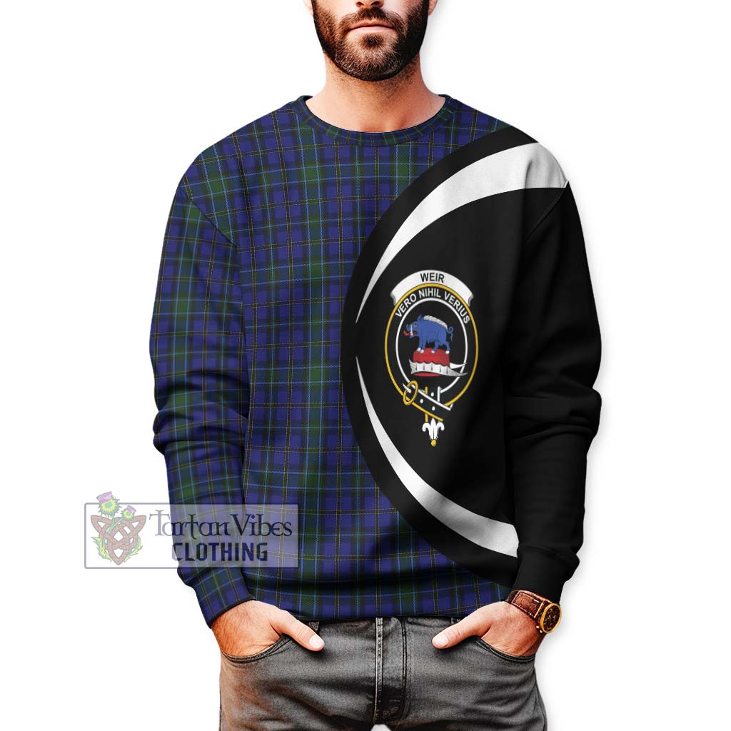 Weir Tartan Sweatshirt with Family Crest Circle Style - Tartan Vibes Clothing