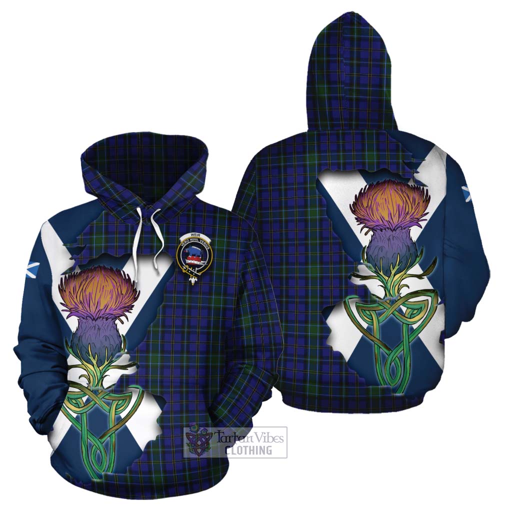 Tartan Vibes Clothing Weir Tartan Family Crest Cotton Hoodie Scottish Thistle Celtic Inspired