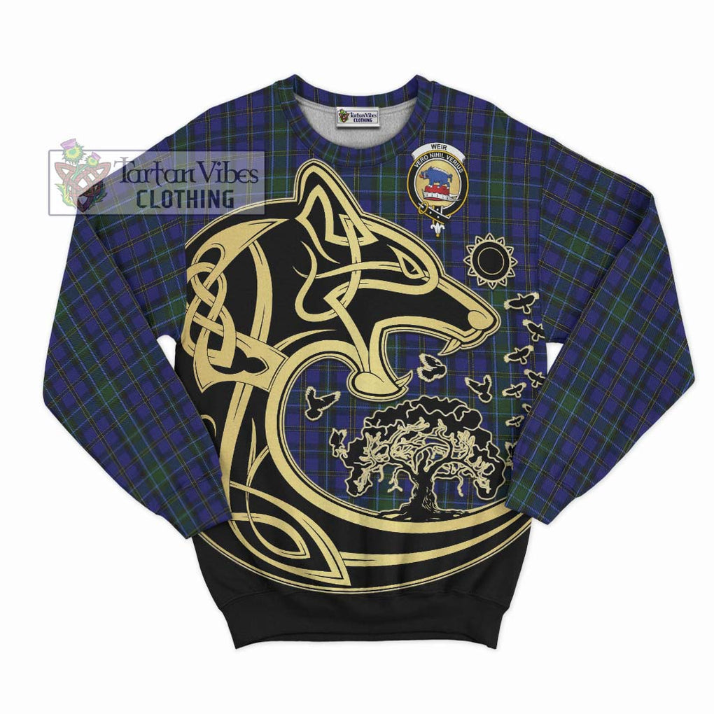 Weir Tartan Sweatshirt with Family Crest Celtic Wolf Style - Tartan Vibes Clothing