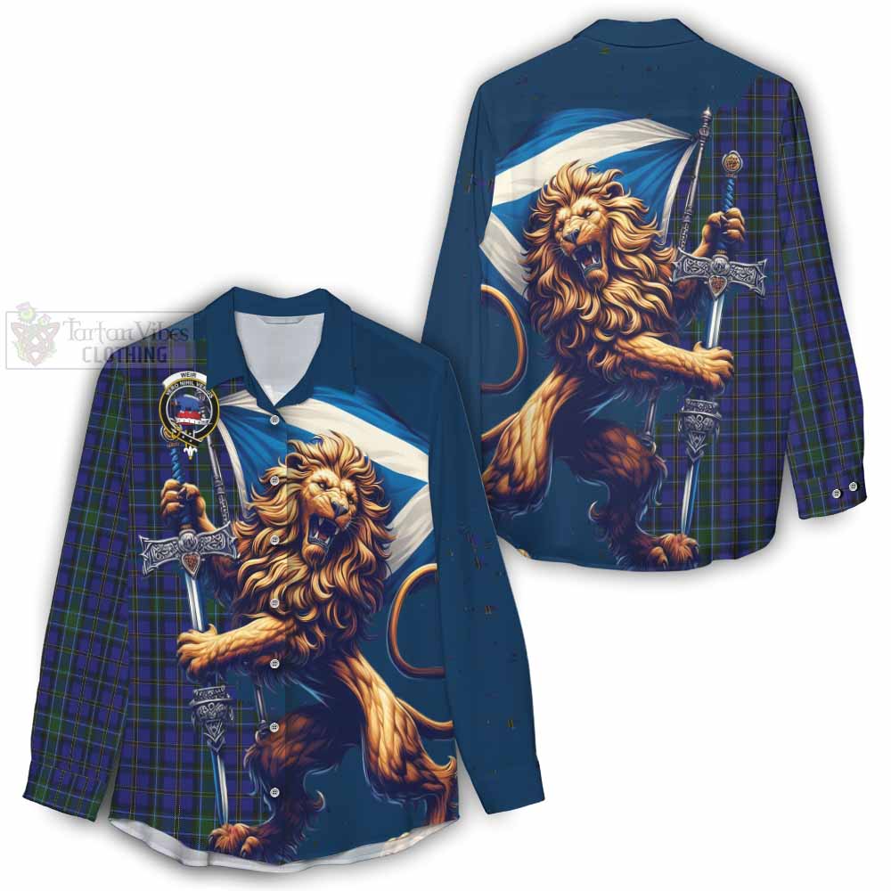 Tartan Vibes Clothing Weir Tartan Family Crest Women's Casual Shirt with Scottish Majestic Lion