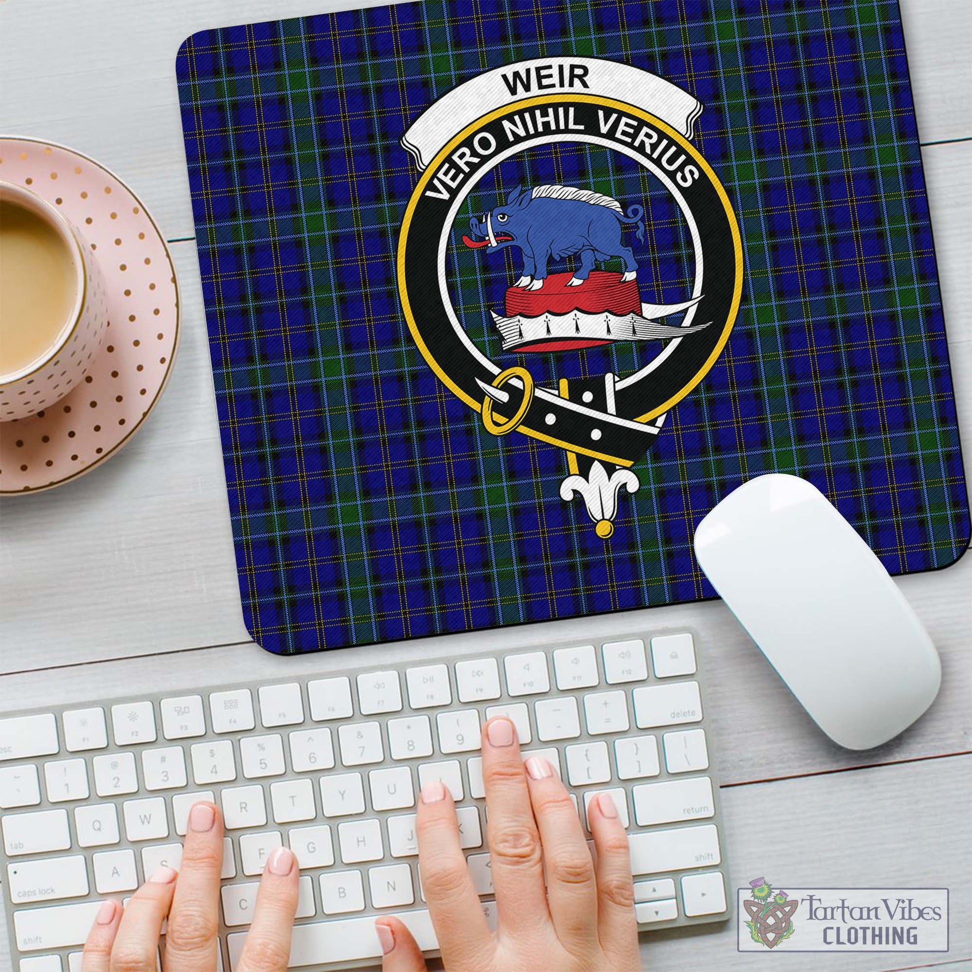 Tartan Vibes Clothing Weir Tartan Mouse Pad with Family Crest