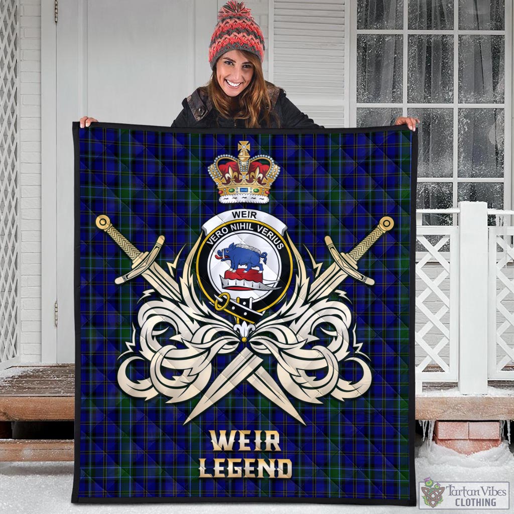 Tartan Vibes Clothing Weir Tartan Quilt with Clan Crest and the Golden Sword of Courageous Legacy