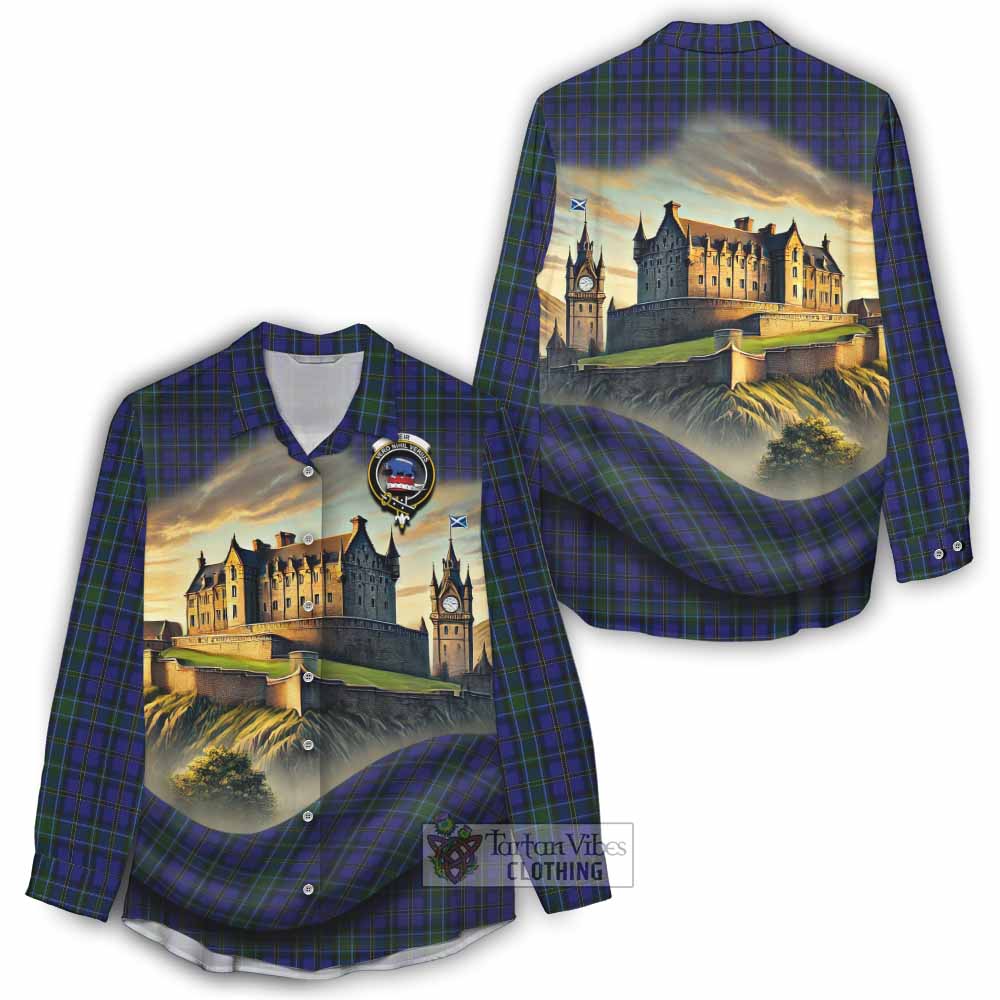Tartan Vibes Clothing Weir Tartan Family Crest Women's Casual Shirt with Scottish Ancient Castle Style