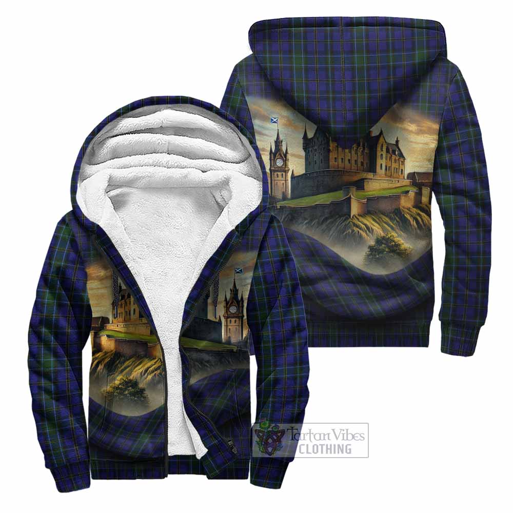 Tartan Vibes Clothing Weir Tartan Family Crest Sherpa Hoodie with Scottish Ancient Castle Style
