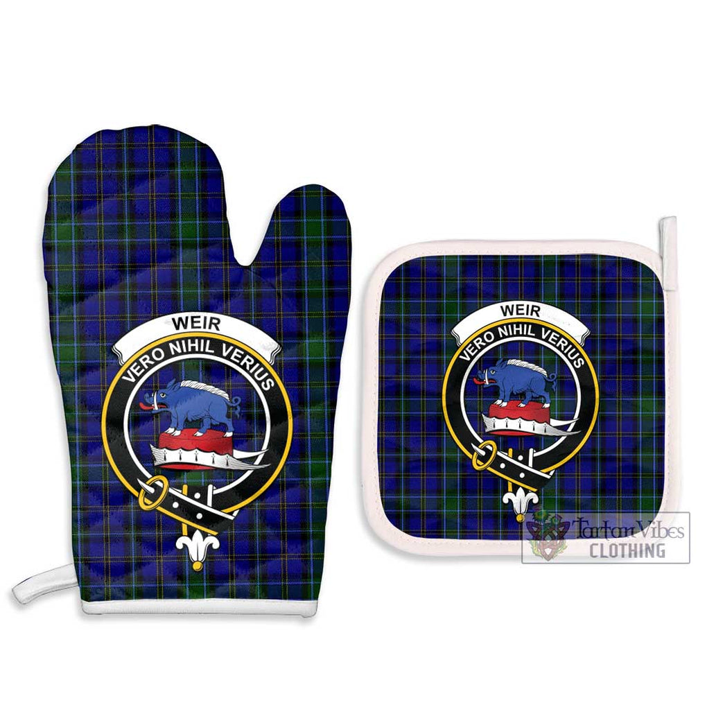 Weir Tartan Combo Oven Mitt & Pot-Holder with Family Crest Combo 1 Oven Mitt & 2 Pot-Holder White - Tartan Vibes Clothing