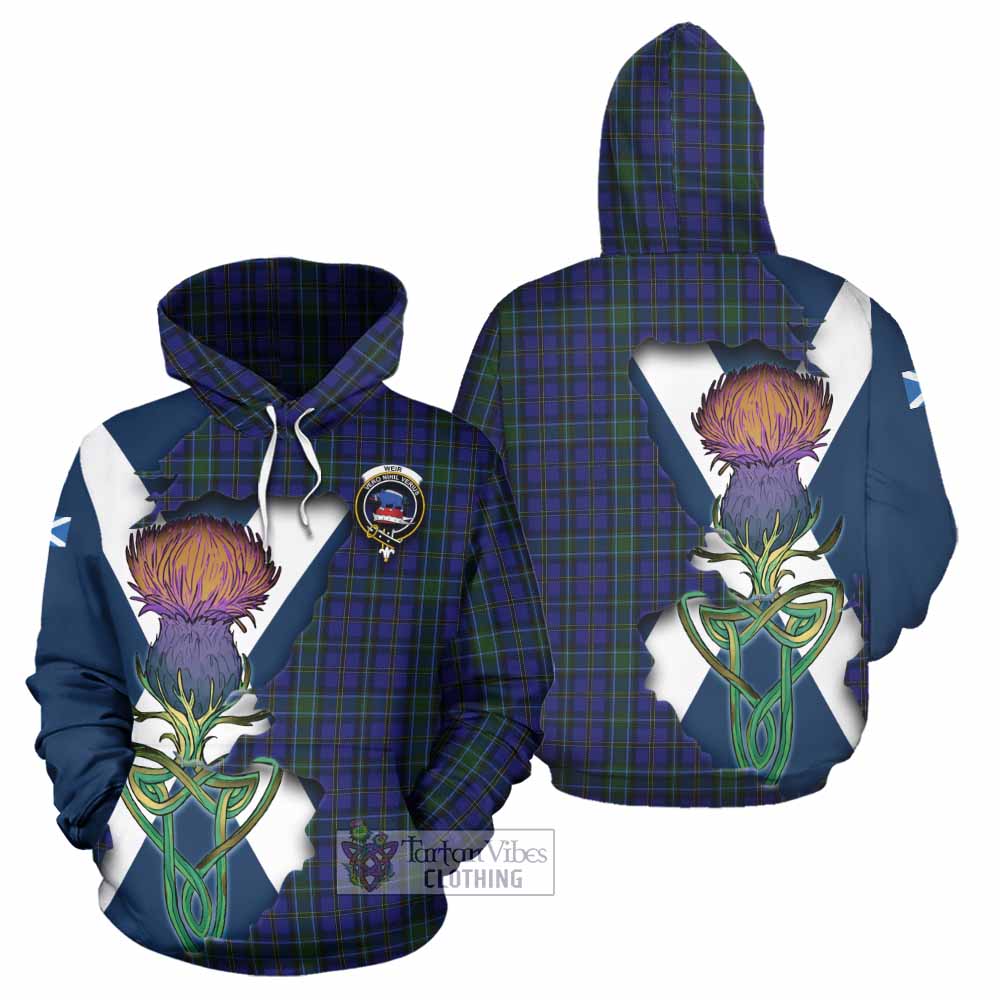 Tartan Vibes Clothing Weir Tartan Family Crest Hoodie Scottish Thistle Celtic Inspired