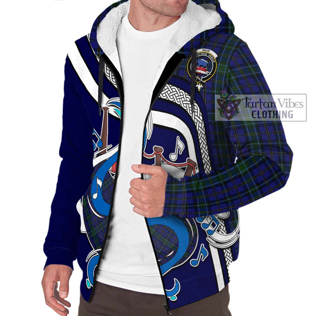 Weir Tartan Sherpa Hoodie with Epic Bagpipe Style Unisex - Tartanvibesclothing Shop