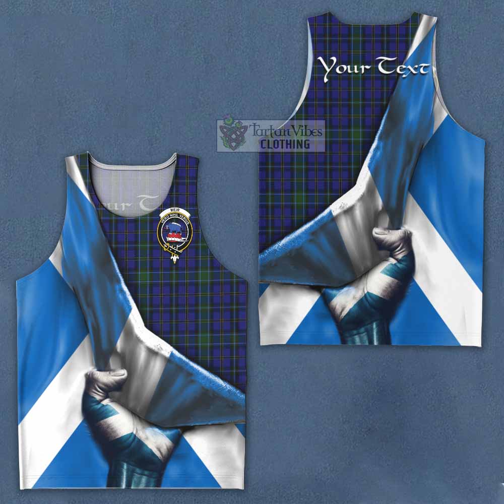 Tartan Vibes Clothing Weir Tartan Men's Tank Top with Family Crest Scotland Patriotic Style