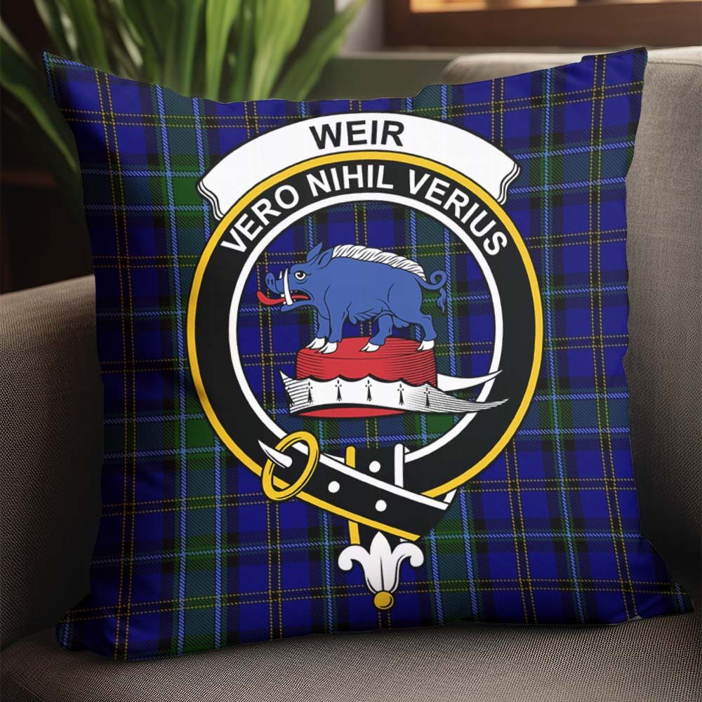 Weir Tartan Pillow Cover with Family Crest - Tartanvibesclothing