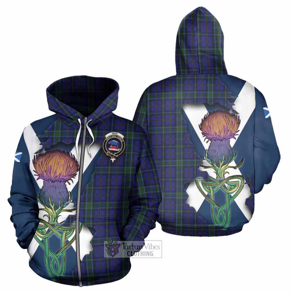 Tartan Vibes Clothing Weir Tartan Family Crest Hoodie Scottish Thistle Celtic Inspired