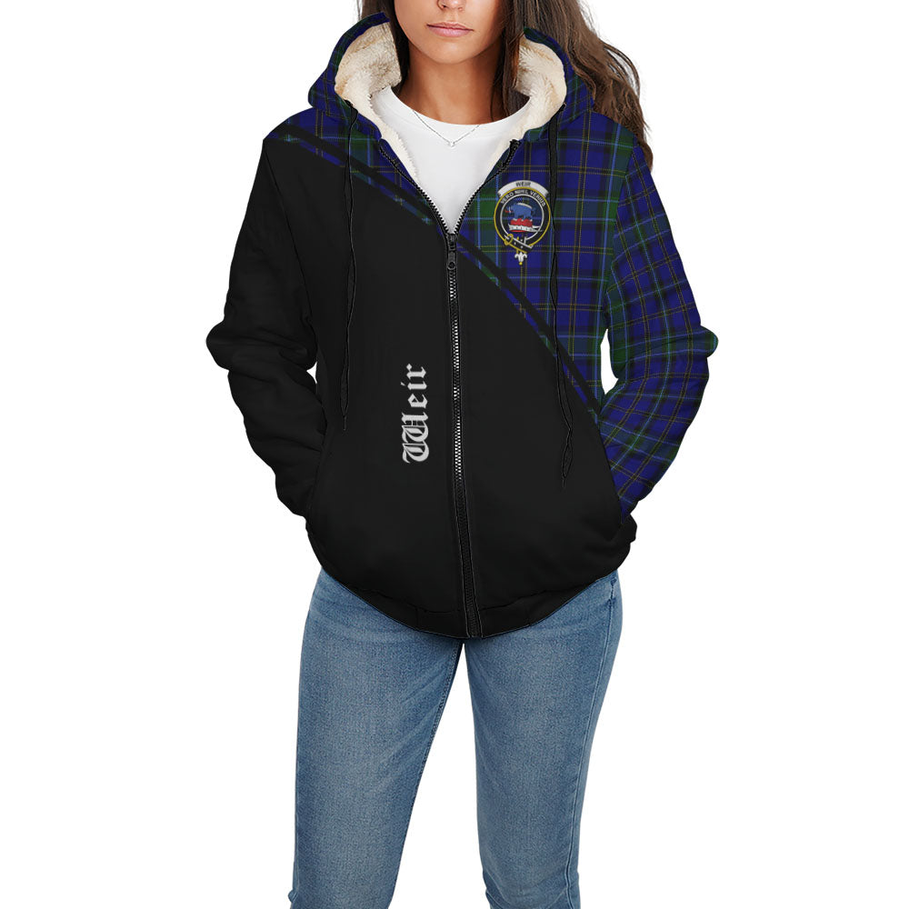 Weir Tartan Sherpa Hoodie with Family Crest Curve Style - Tartan Vibes Clothing