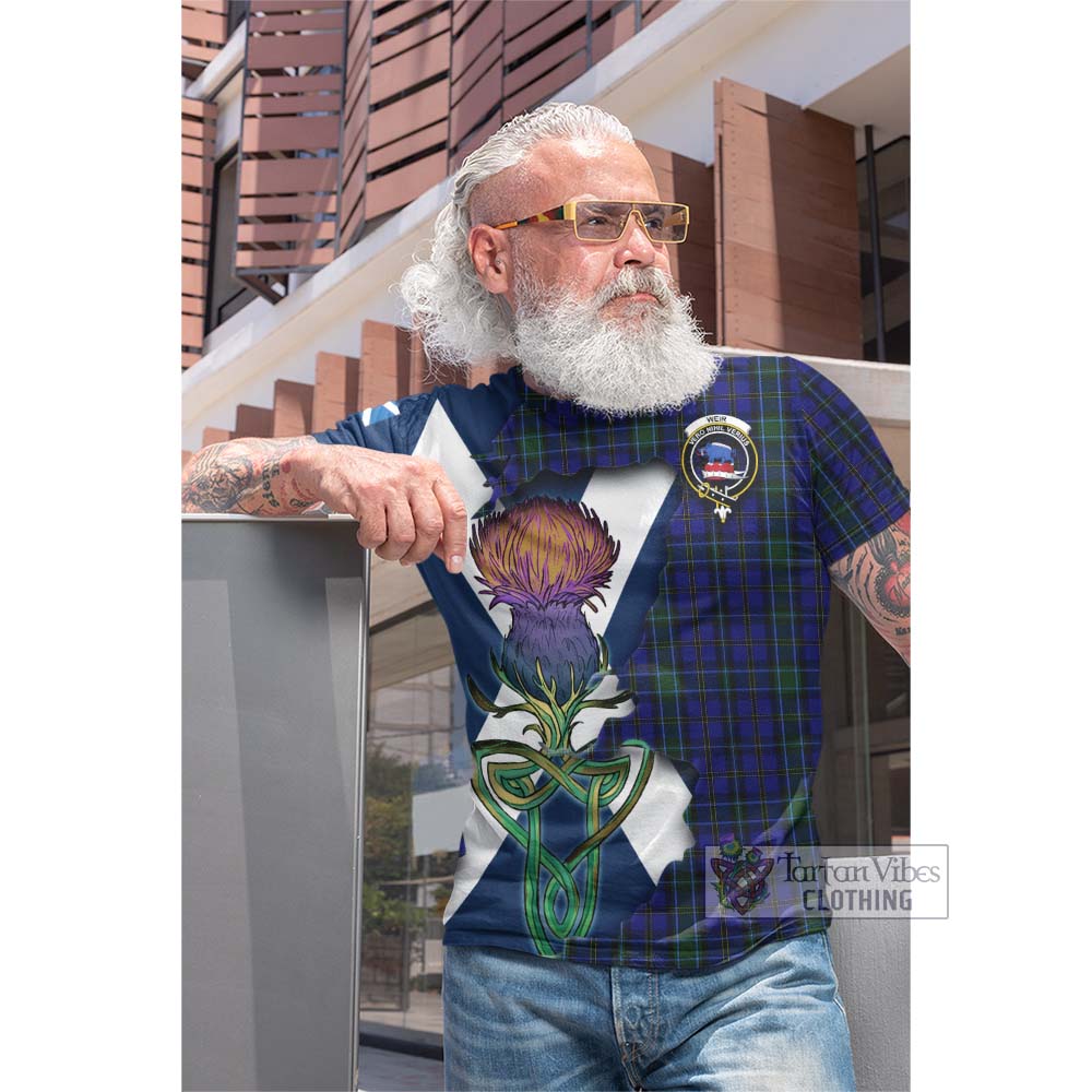 Tartan Vibes Clothing Weir Tartan Family Crest Cotton T-shirt Scottish Thistle Celtic Inspired