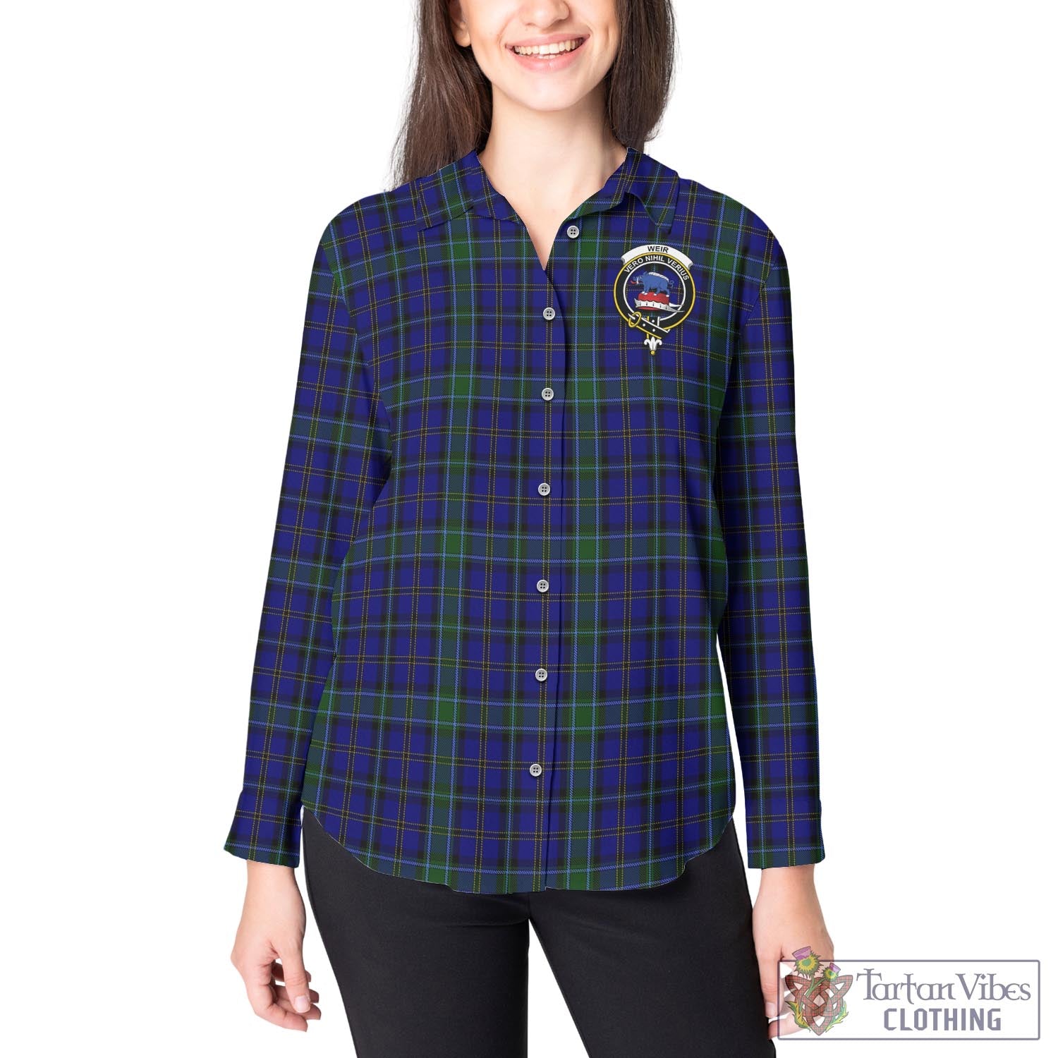 Tartan Vibes Clothing Weir Tartan Womens Casual Shirt with Family Crest