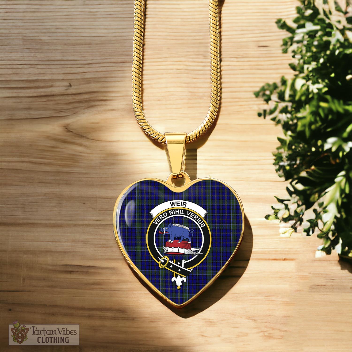 Tartan Vibes Clothing Weir Tartan Heart Necklace with Family Crest