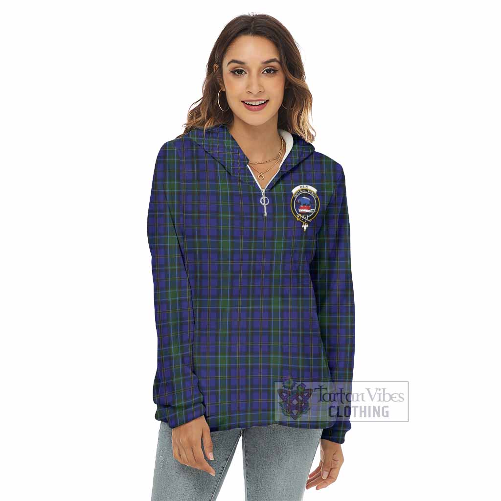 Tartan Vibes Clothing Weir Tartan Crest Women's Borg  Half Zip Fleece Hoodie