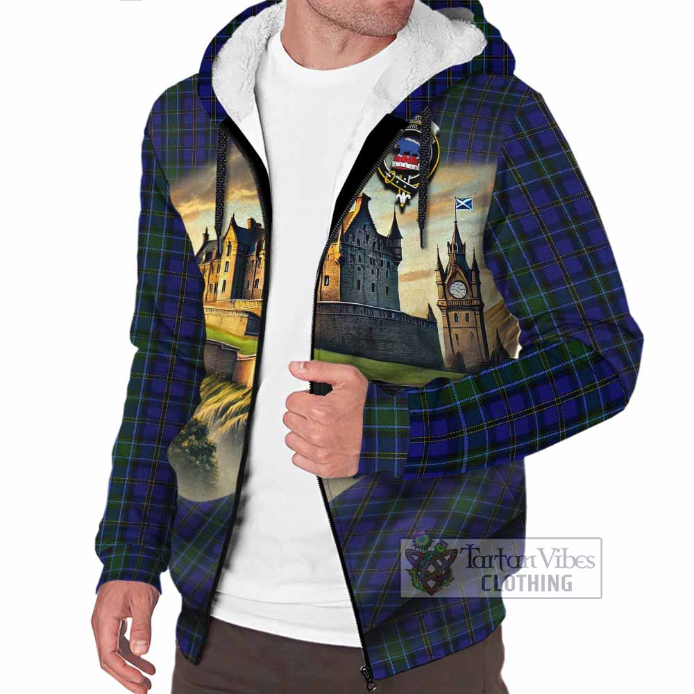 Tartan Vibes Clothing Weir Tartan Family Crest Sherpa Hoodie with Scottish Ancient Castle Style