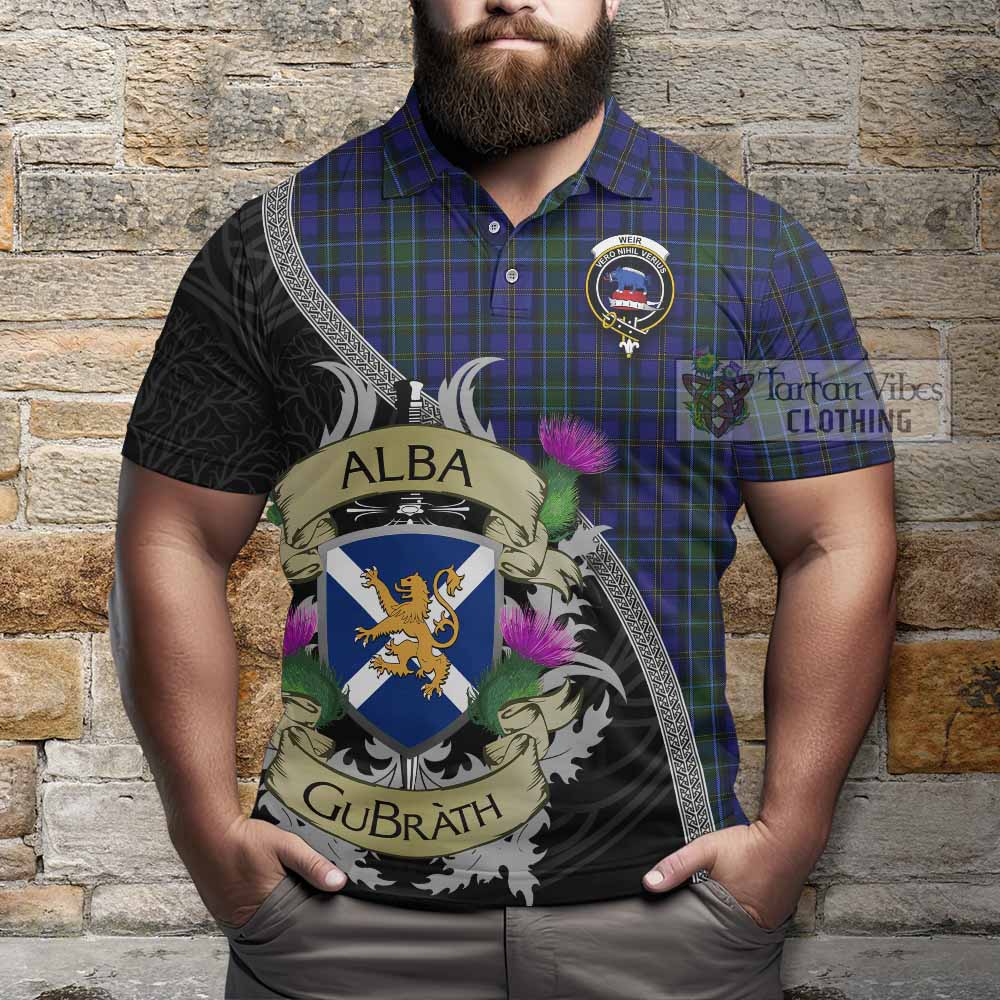 Tartan Vibes Clothing Weir Tartan Family Crest Polo Shirt Lion Rampant Royal Thistle Shield Celtic Inspired